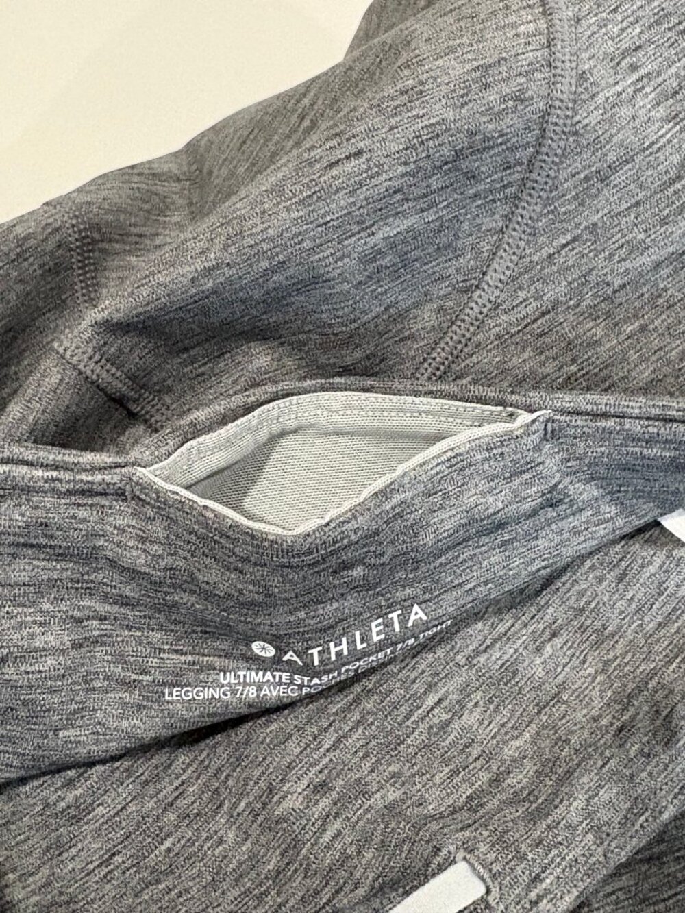 Athleta Ultimate Stash Pocket 7/8 Tight Leggings, Light Grey, Size M - Picture 4 of 7